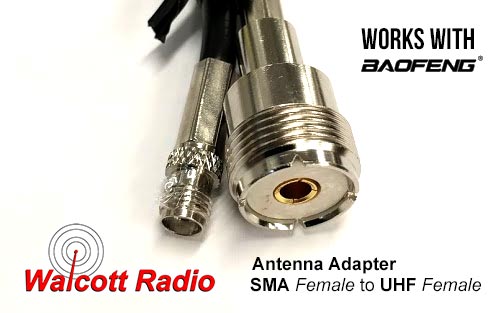 6SMAF-UHFF SMA Female to UHF Female Adapter Cable